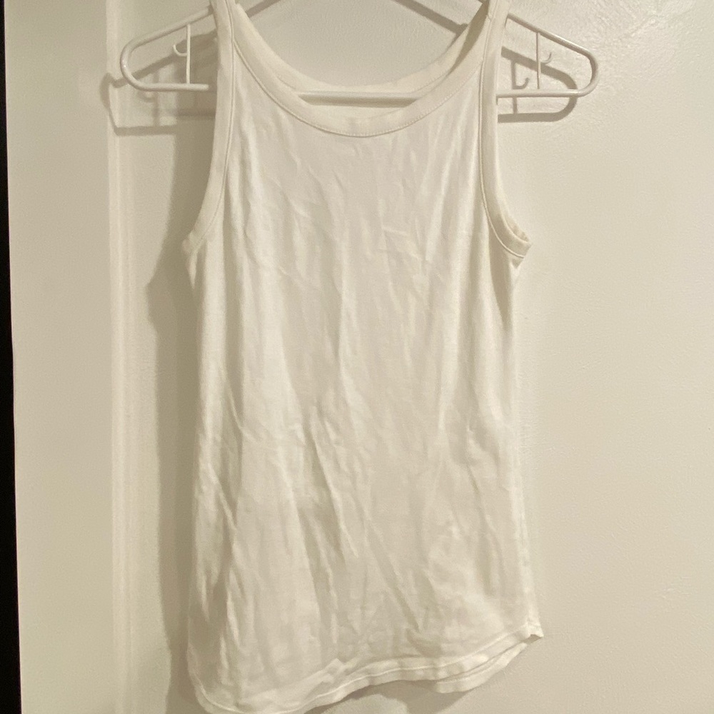 LOFT basic white layering tank size Medium worn 1x